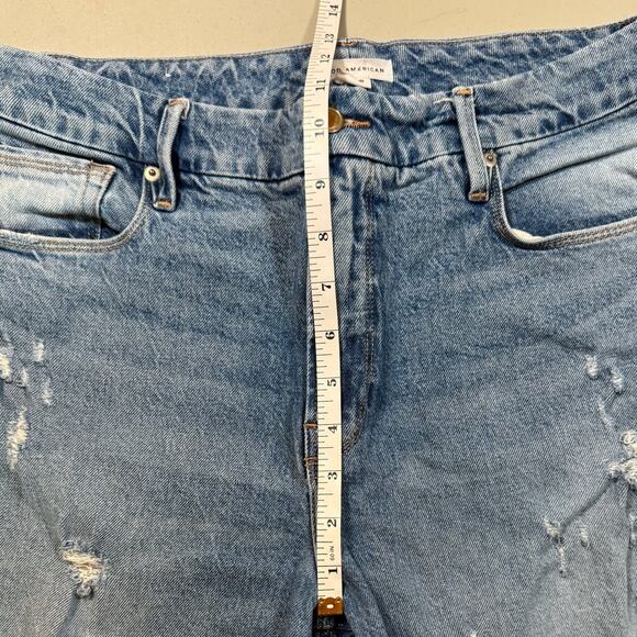 Good American Jeans Distressed Straight Leg Stretch Light Wash Size 8 / 29 - Picture 3 of 6